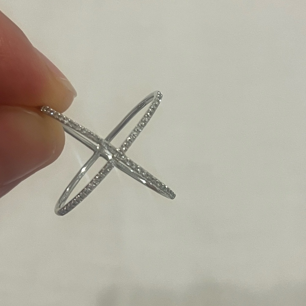 EF COLLECTION Diamond x ring white gold - Picture 3 of 4